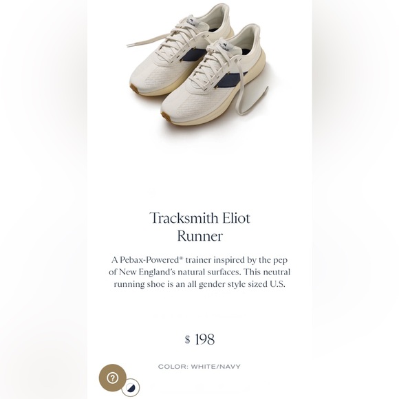 ✨ Tracksmith Eliot Runner ✨ in Ivory / Navy Unisex Men's 5.5 Women's 7 - Picture 3 of 17